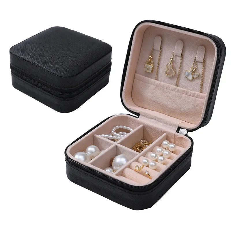 Compact Square Mini Jewelry Box Ring and Earring Organizer