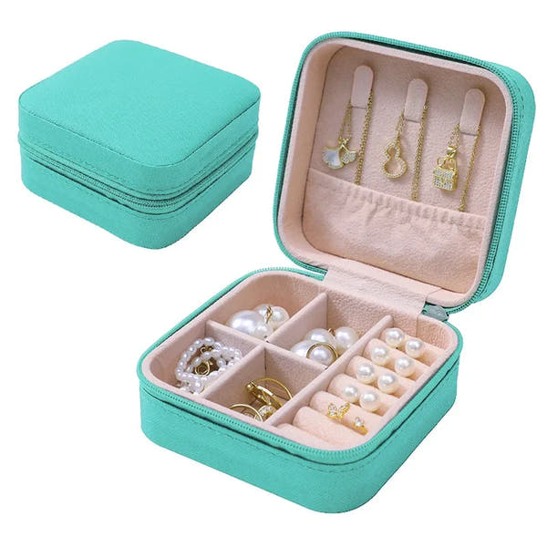 Compact Square Mini Jewelry Box Ring and Earring Organizer