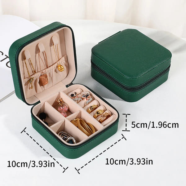 PU Leather Jewelry Mini Storage Box – Travel & Home Organizer for Rings, Earrings, Bracelets & Necklaces