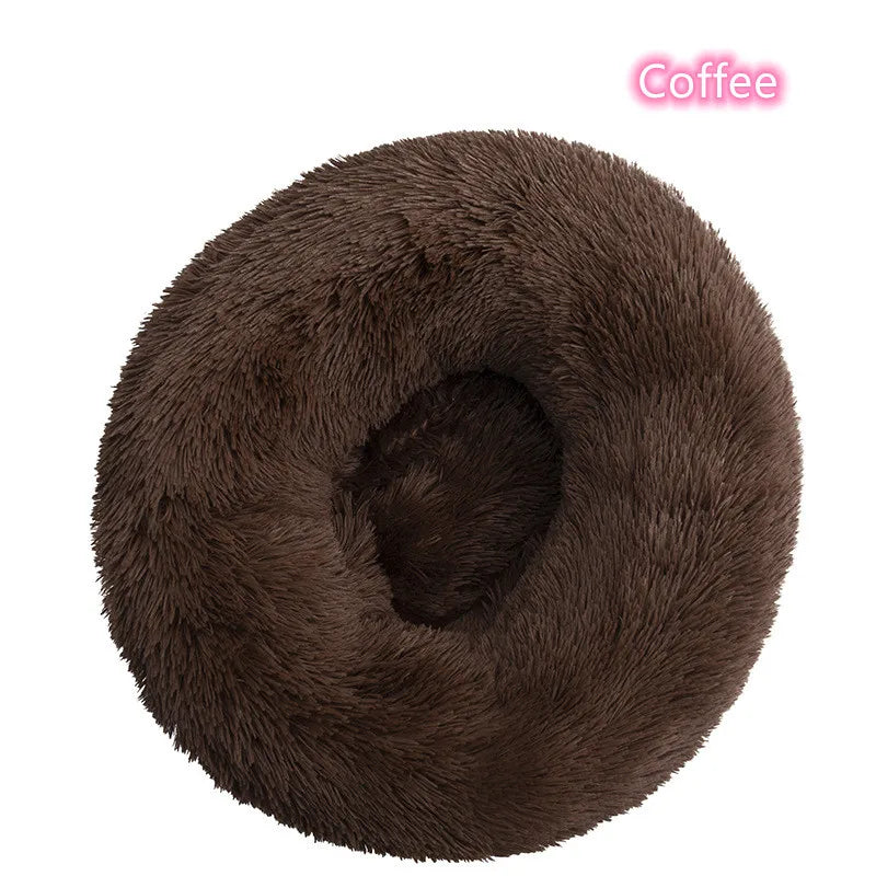 Super Soft Plush Donut Cat Bed Washable Calming Pet Bed