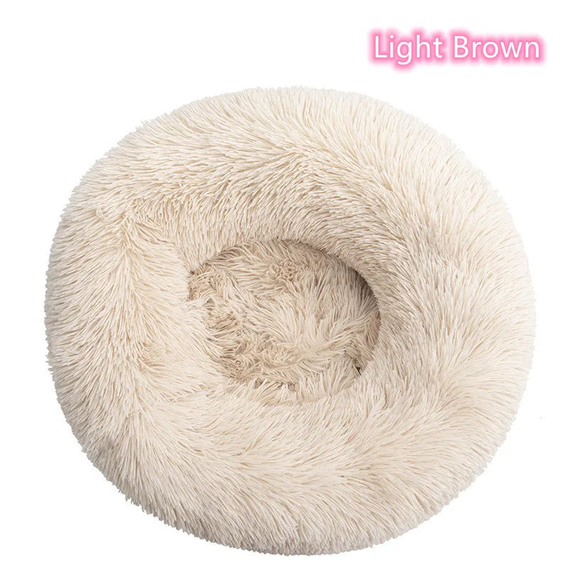 Super Soft Plush Donut Cat Bed Washable Calming Pet Bed
