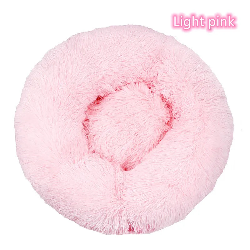 Super Soft Plush Donut Cat Bed Washable Calming Pet Bed