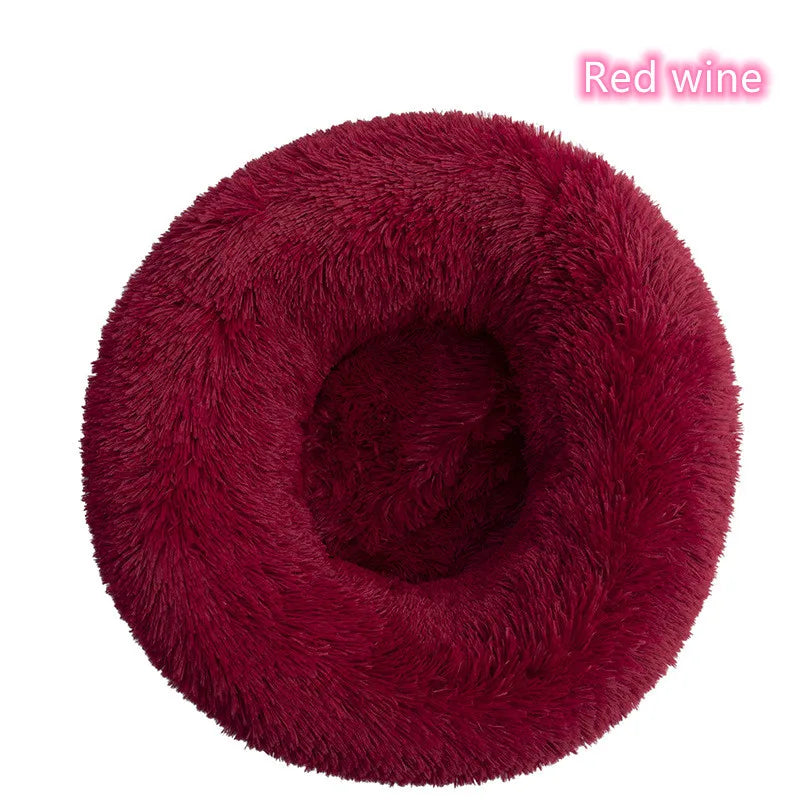 Super Soft Plush Donut Cat Bed Washable Calming Pet Bed